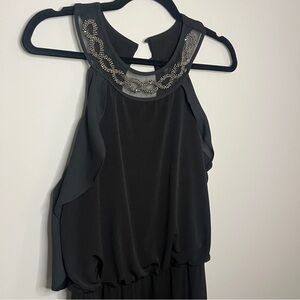 Women’s Medium Elegant Black Cold Shoulder Jumpsuit with Sparkle Embellishment